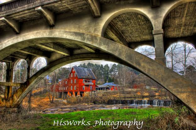 Millmore Mill on Shoulder Bone Creek as seen from under the Hwy 16 bridge between Eatonton and Sparta, GA.