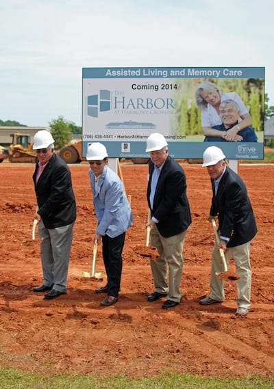 The Harbor at Harmony Crossing Officially Breaks Ground 2 From L-R - Lowell White, developer and principal, Jeramy Ragsdale, owner of Thrive Senior Living, Ray Kramer, principal and Gary Corte, principal