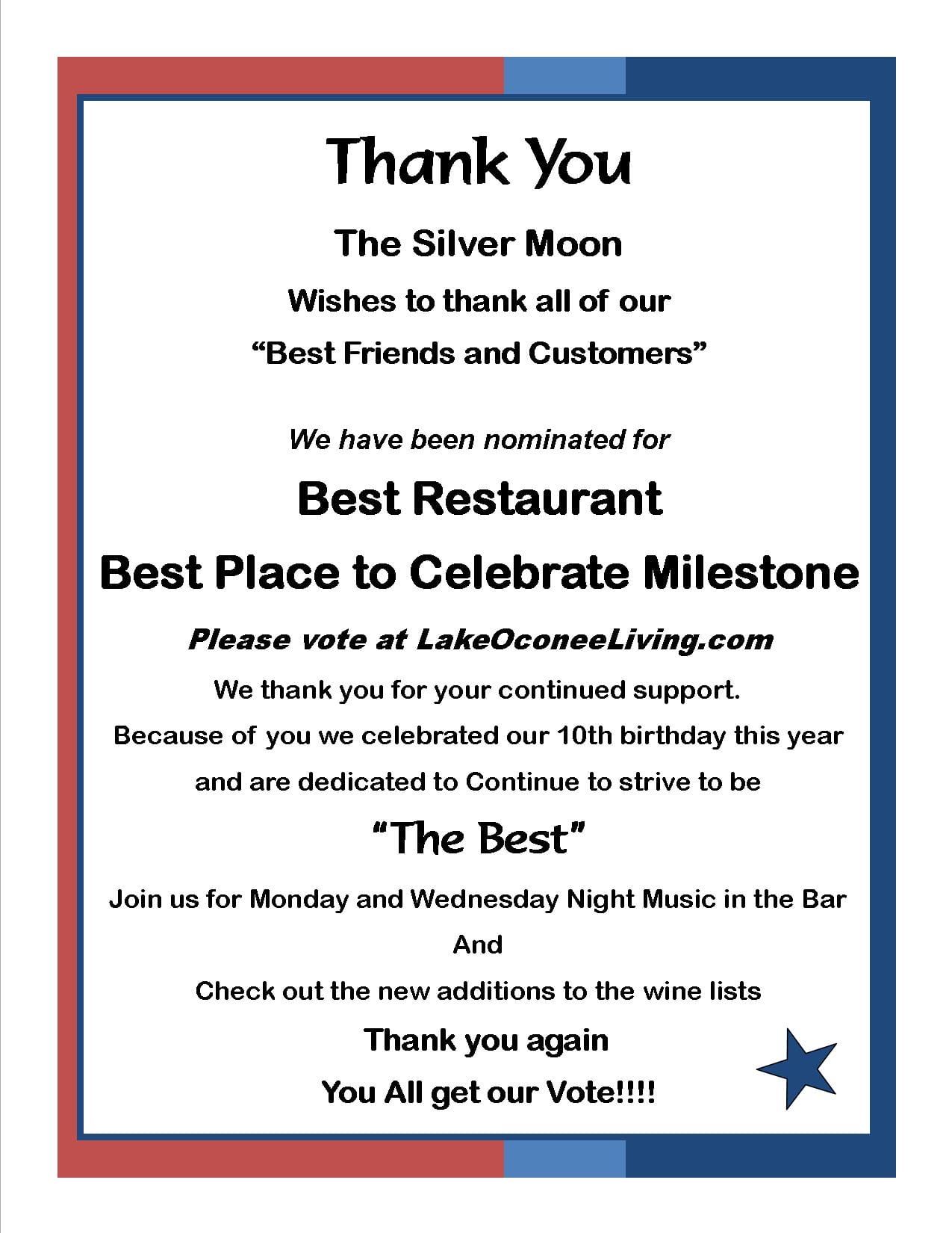 Best Restaurant on the Lake Competition Lake Oconee Boomers